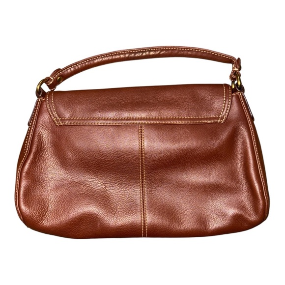 Talbots Brown Leather  Bag with Embossed Logo - Picture 2 of 7